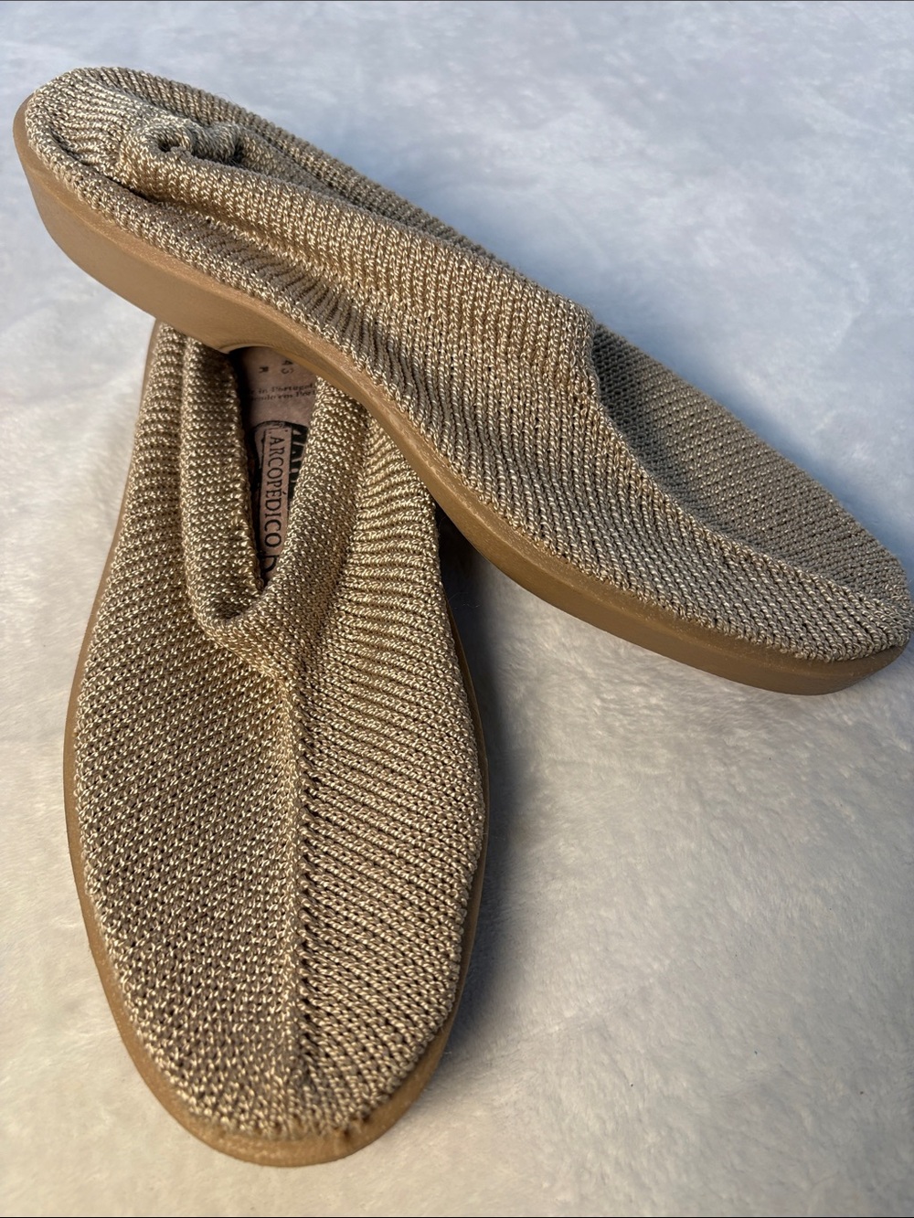 Arcopedico Sec V Unisex Beige Knit Slip-On Loafers Orthopedic Size 43 W 12/M 10